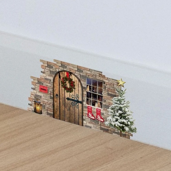 New! Vinyl Christmas Mouse Door Scene for Molding / Wall - Picture 4 of 4